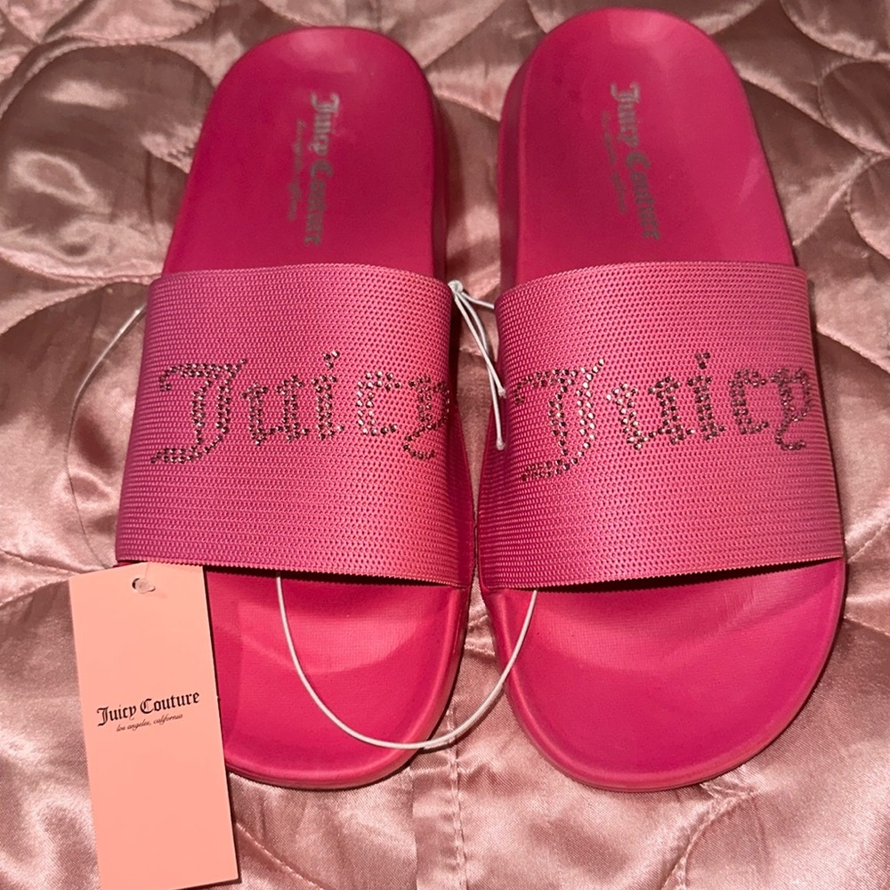 Juicy Couture Pink Rhinestone Slides - Picture 2 of 3